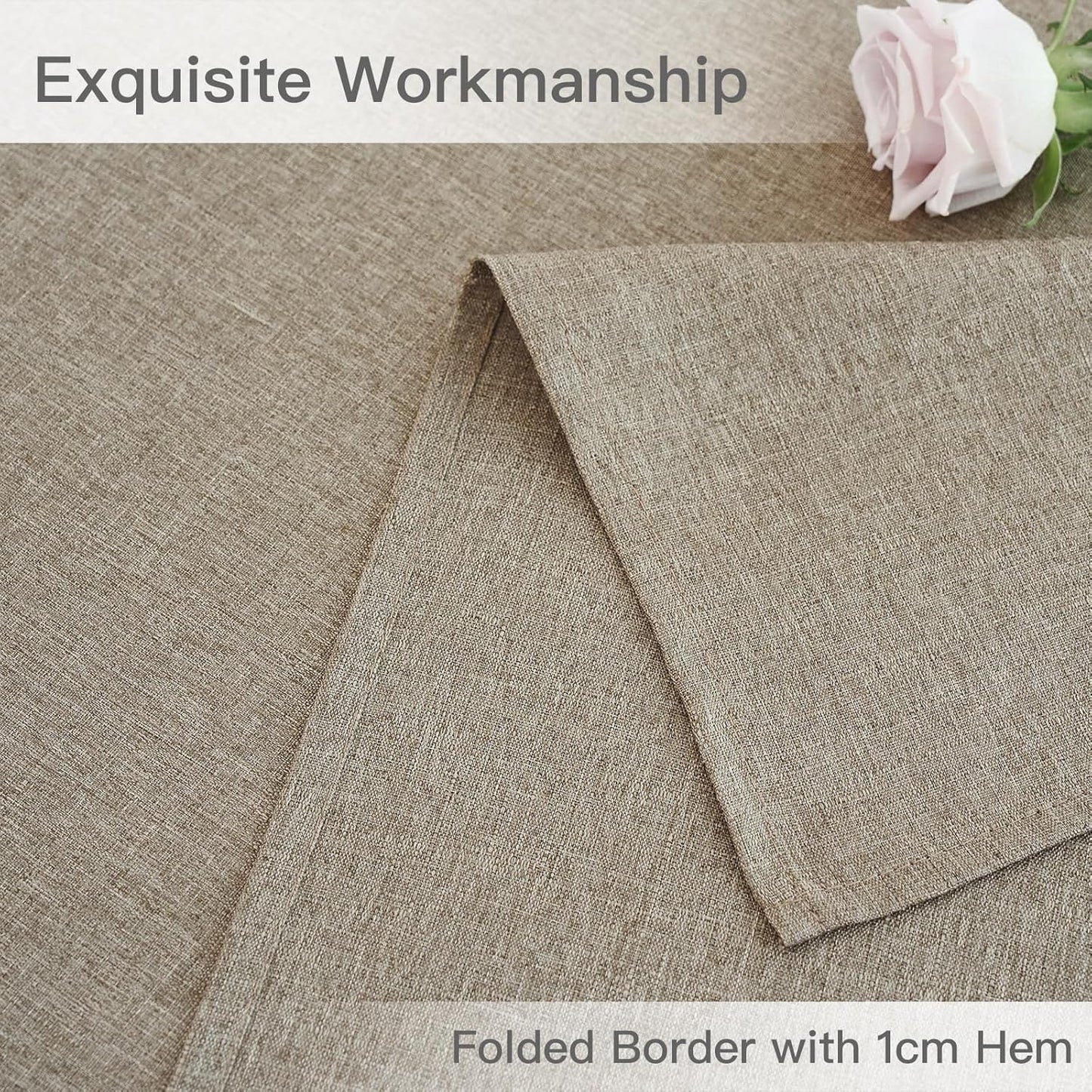 maxmill Linen Texture Tablecloth Water Resistance Antiwrinkle Spillproof Wipeable Washable Fabric Table Cloth for Dining Room, Buffet Banquet Party Holiday Dinner, Rectangular 60 x 108 Inch, Mocha