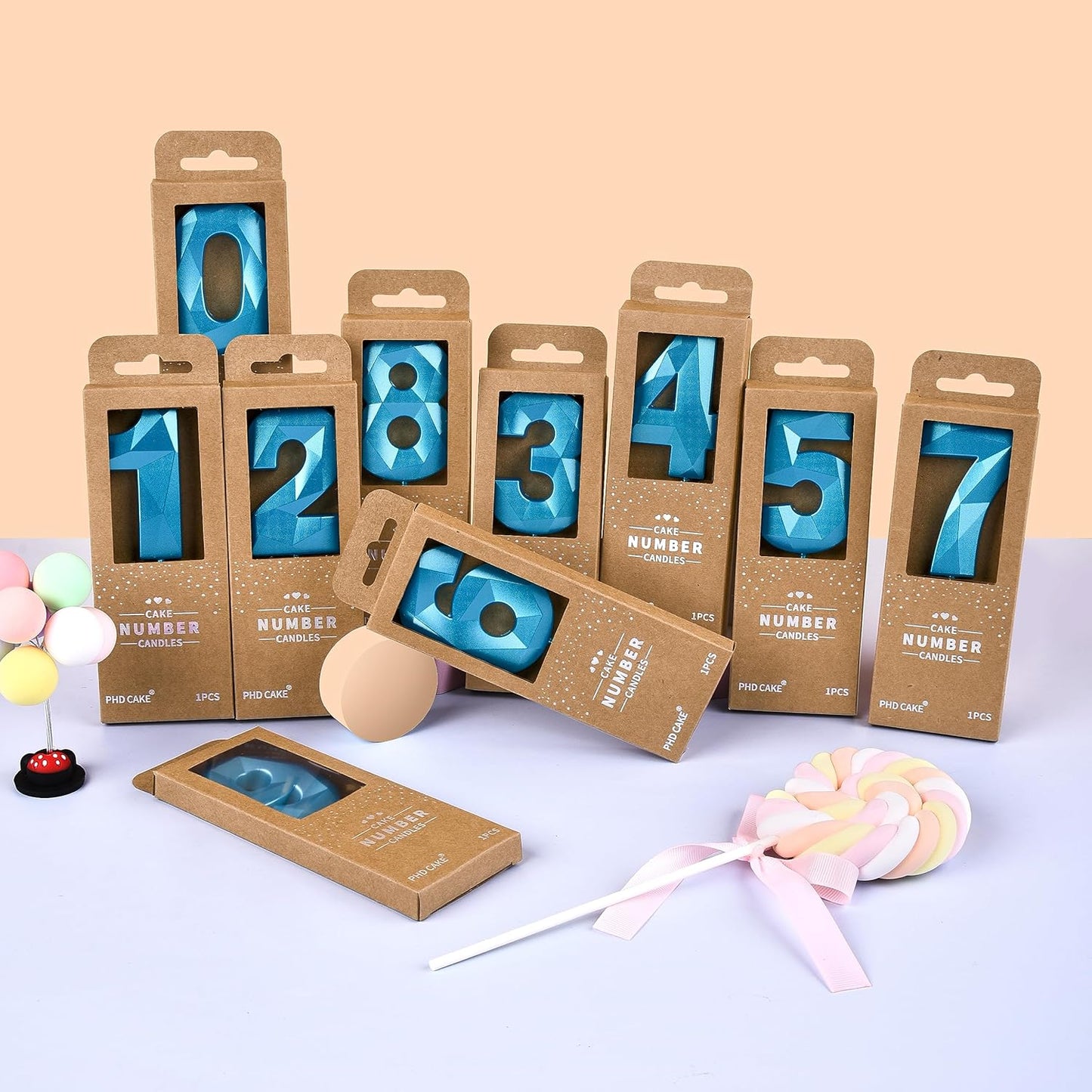 PHD CAKE 2.76 Inch Crystal Blue 3 Number Birthday Candles, Blue Number Candles, Cake Number Candles, Party Celebration