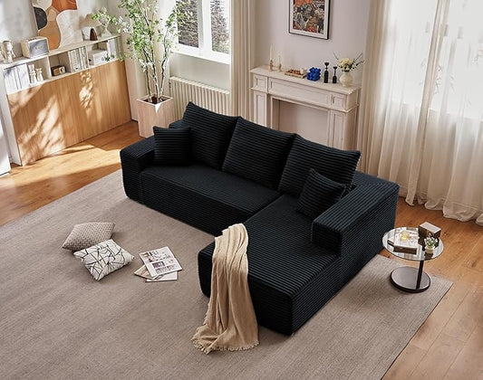 95" Cloud Sectional Couch with L-Shape Chaise, Modern Cloud Couch with Deep Seat by ODUWA