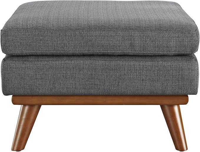 Modway Engage Mid-Century Modern Upholstered Fabric Ottoman in Gray - Image 4