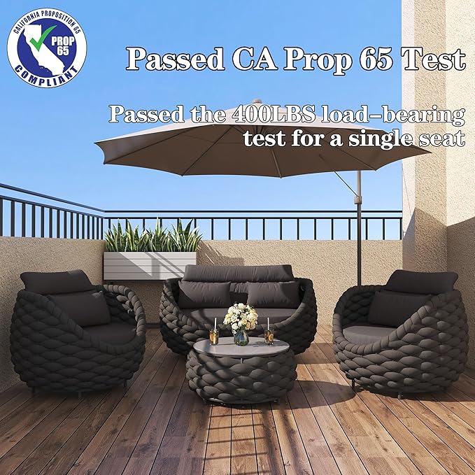 TWT Outdoor Patio Furniture Set-6 Pieces Aluminum Sectional Sofa, Metal Patio - Image 3