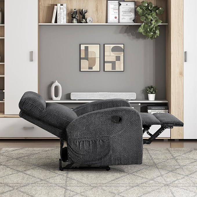 Lexicon Manual Recliner Chair, Textured Microfiber Reclining Chair, Wall Hugger - Image 10
