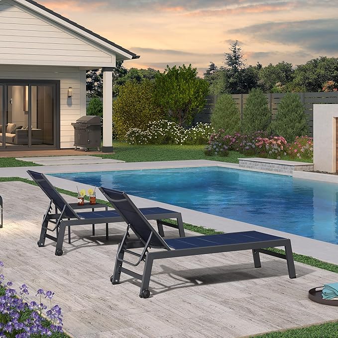 PURPLE LEAF Outdoor Patio Chaise Lounge Set of 4 Aluminum Lounge Chair - Image 8