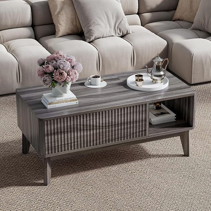 LYNCOHOME Fluted Lift Top Coffee Table - Image 5
