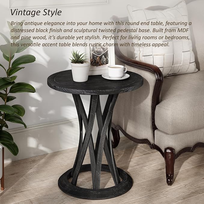 COZAYH Round Farmhouse End Table - Image 3
