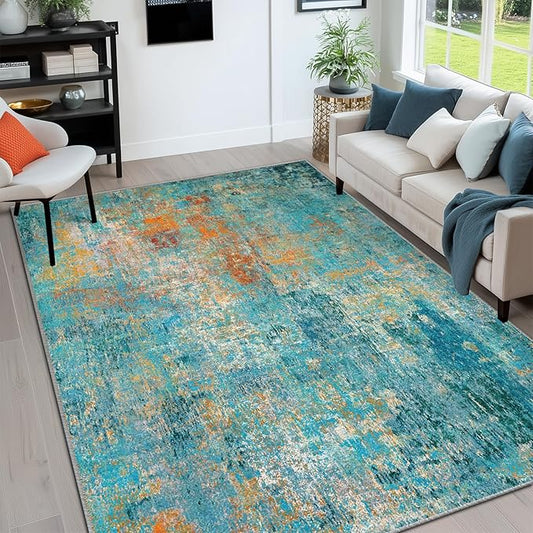 RELEANY Washable Area Rugs 6'x8' Non-Slip Modern Abstract Soft by RELEANY