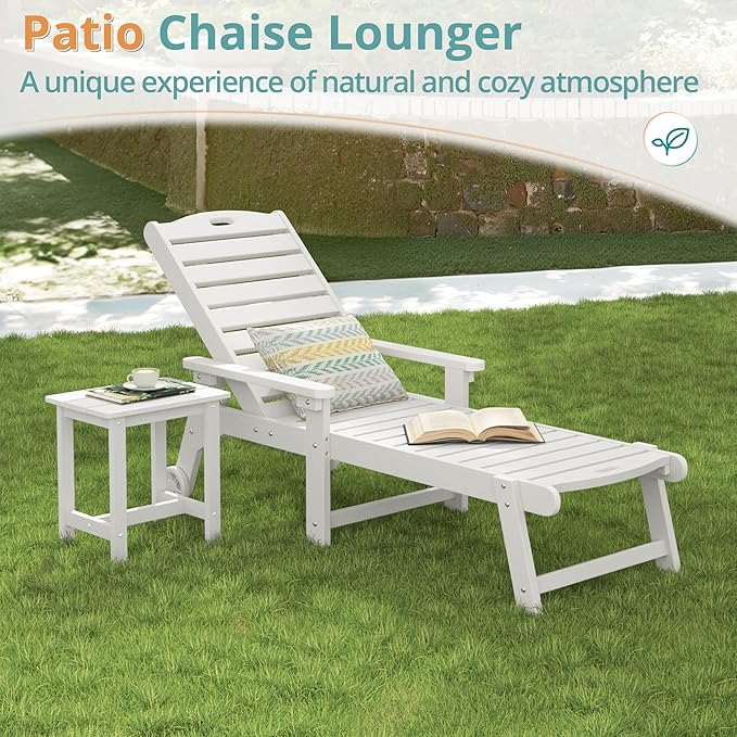 LUE BONA Lounge Chair Outdoor, HDPS Chaise Lounge Outdoor - Image 3