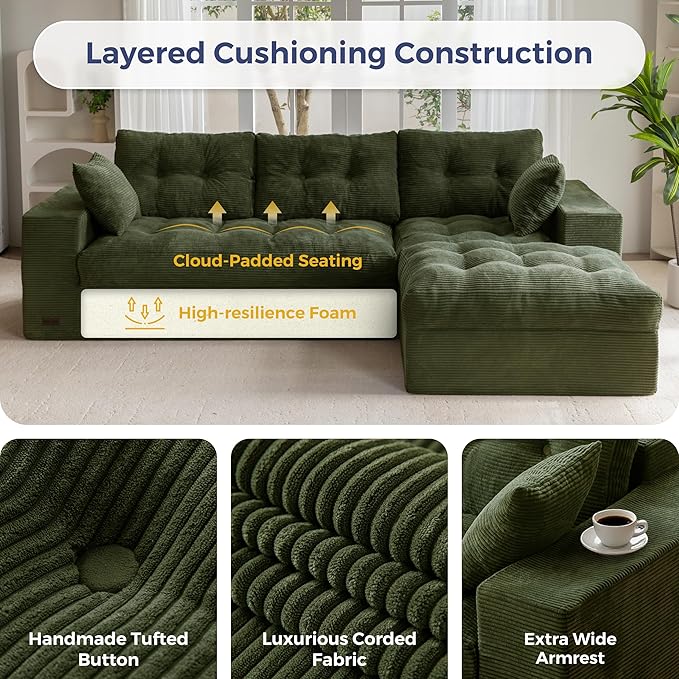 MAXYOYO 104" L Shaped Modular Sectional Sofa - Image 5