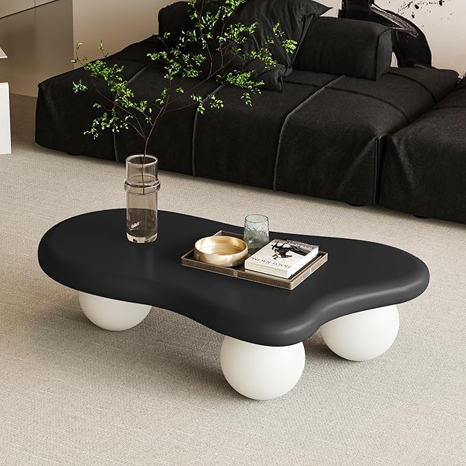 40” Cloud Coffee Table with 3 Ball Legs, Modern Irregular Center Table - Image 4