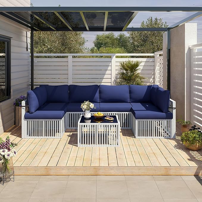 Pamapic 7-Piece Outdoor Sectional Set, Large Wicker Patio Furniture Set - Image 3