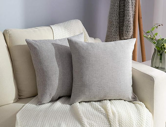 Stellhome Linen Throw Pillow Covers 20 x 20 inch Square Farmhouse Burlap by Stellhome