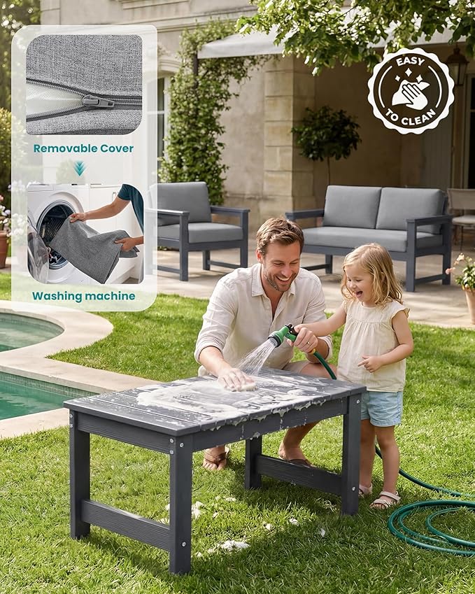 SERWALL 4 Pieces HDPE Outdoor Sofa Set - Image 7