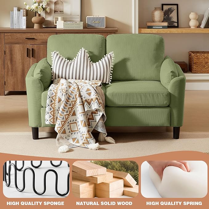 4 Piece Modern Corduroy Sofa Set, L-Shaped Sectional Couch - Image 5