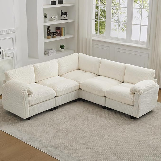 87'' V-Shaped Sectional Sofa Couch, 5-Seater Modular Couches by HATPPTO