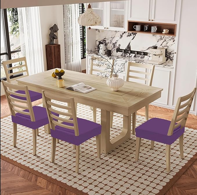 Smiry Waterproof Seat Covers for Dining Room Chairs Set of 2, Stretch Jacquard - Image 2