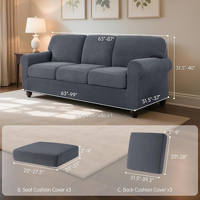 SUBRTEX 7 Pieces Stretch Sofa Slipcover Sets Couch Cover Sets Backrest Cushion - Image 3