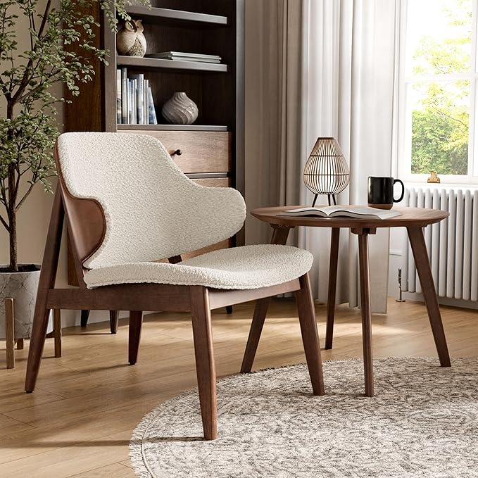Furniture of America Callum Mid-Century Modern Solid Wood 2 Piece Brown Round - Image 2