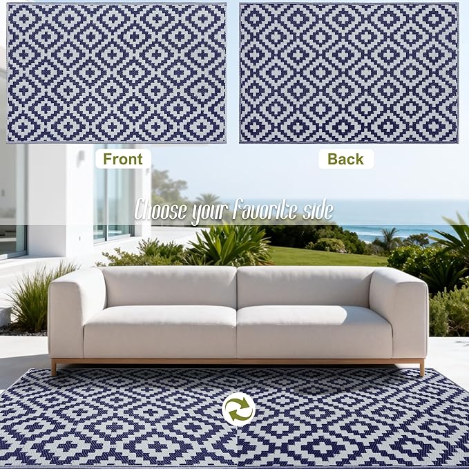 SAND MINE Reversible Mats, Plastic Straw Rug, Modern Area Rug, Large Floor Mat - Image 3