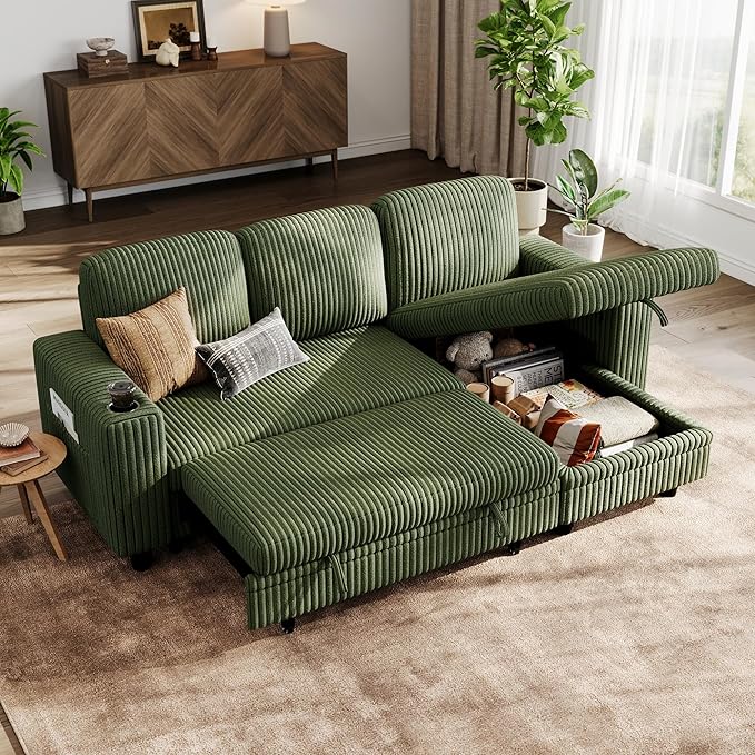 LINSY HOME Sectional Sleeper Sofa Pull Out Couches by LINSYHOME