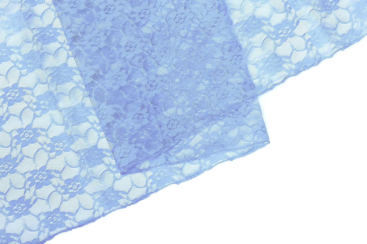 MDS Pack of 10 Wedding 12 x 108 inches Lace Table Runner for Wedding, Decorations for Birthday Parties, Banquets, Graduations, Engagements, and Runners fit Rectangle, Round Table- Baby Blue