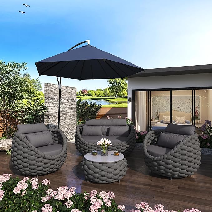 TWT Outdoor Patio Furniture Set-6 Pieces Aluminum Sectional Sofa, Metal Patio - Image 9