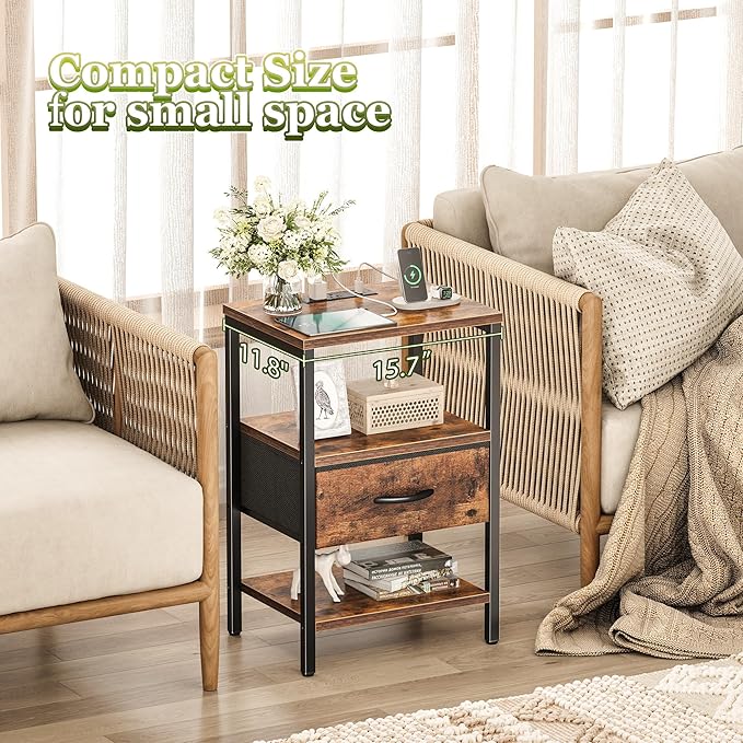 SUPERJARE Nightstand Set of 2, Bed Side Tables - Image 8