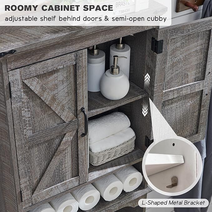 ACCOHOHO Over The Toilet Storage Cabinet, Farmhouse Bathroom Cabinet - Image 5