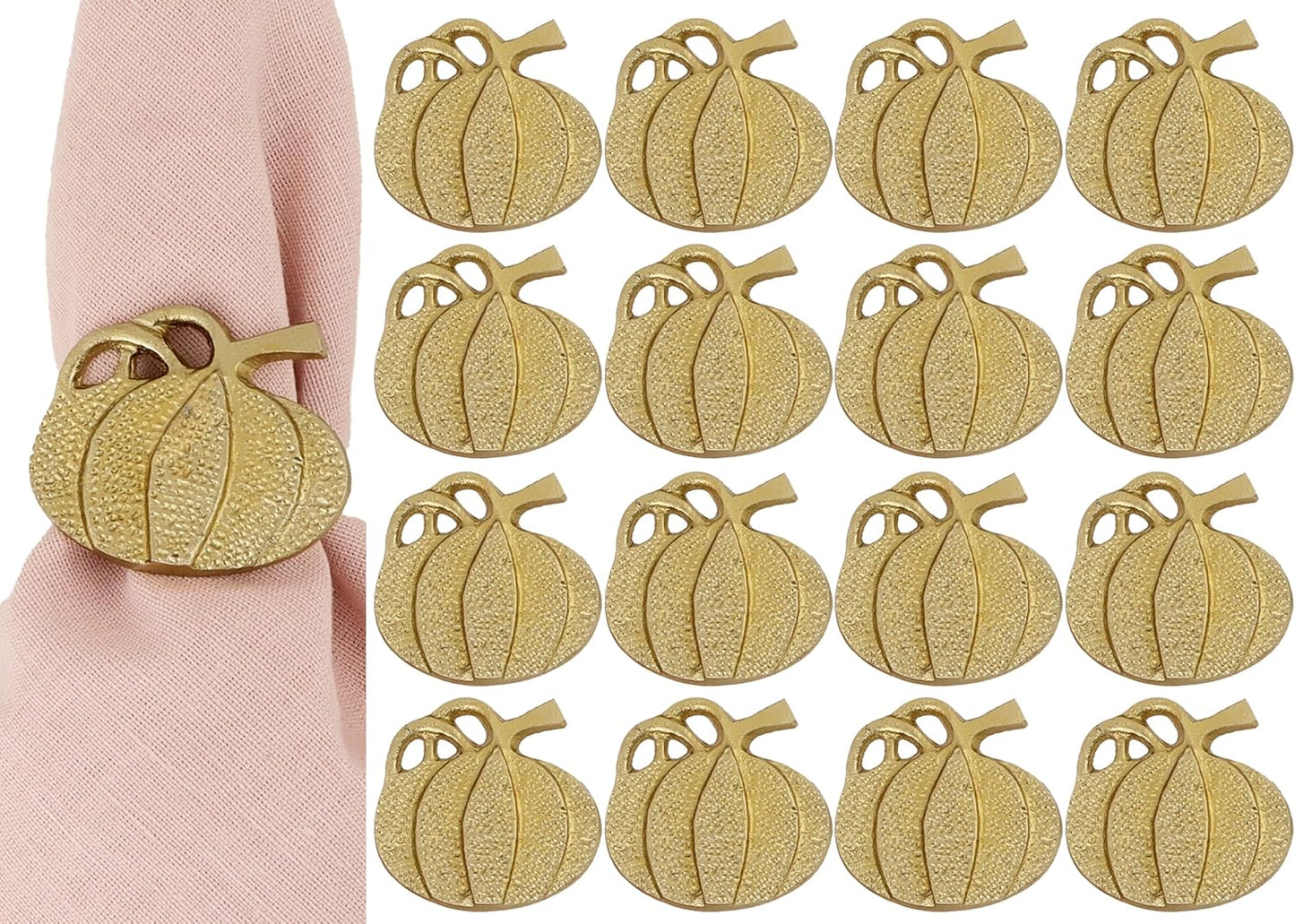 Set of 12 Decorative Metal Napkin Rings - Antique Copper Pineapple Lightweight Napkin Rings - Table Accents for Elegant Dining, Weddings & Everyday Celebrations (Gold)- ALPHA Living HOME