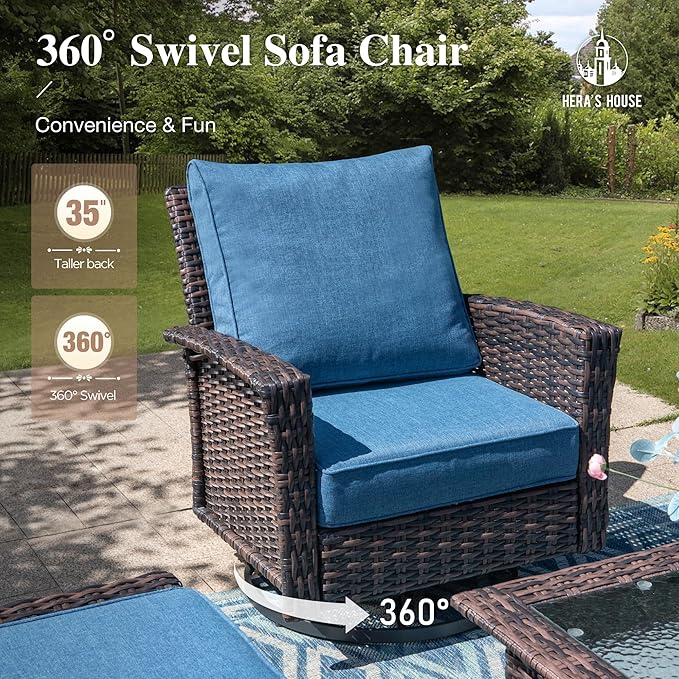 HERA'S HOUSE Patio Furniture Set, High Back Swivel Outdoor Chair - Image 2