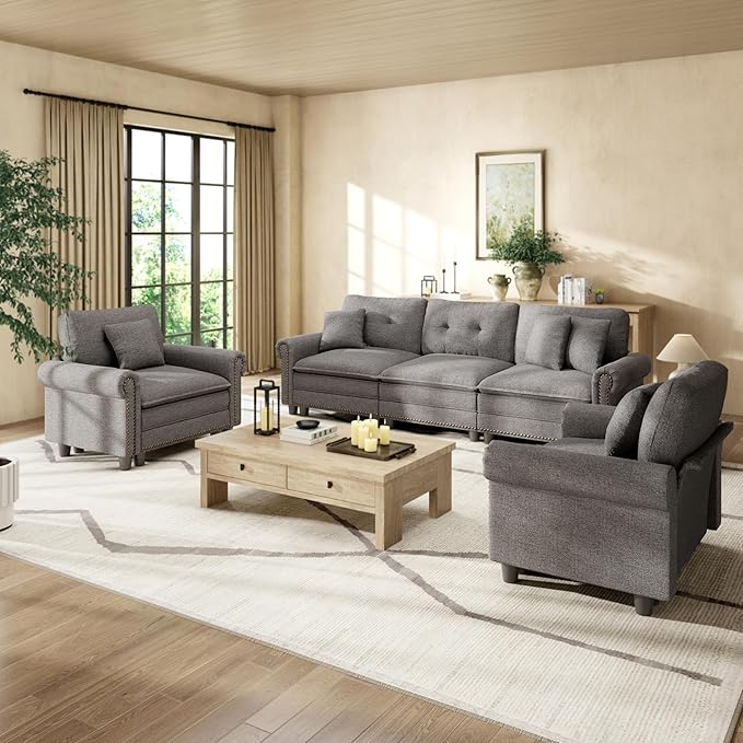 HERA'S HOUSE 3 Pieces Modular Sectional Sofa Sets, Oversized Couch Set by HERASHOUSE
