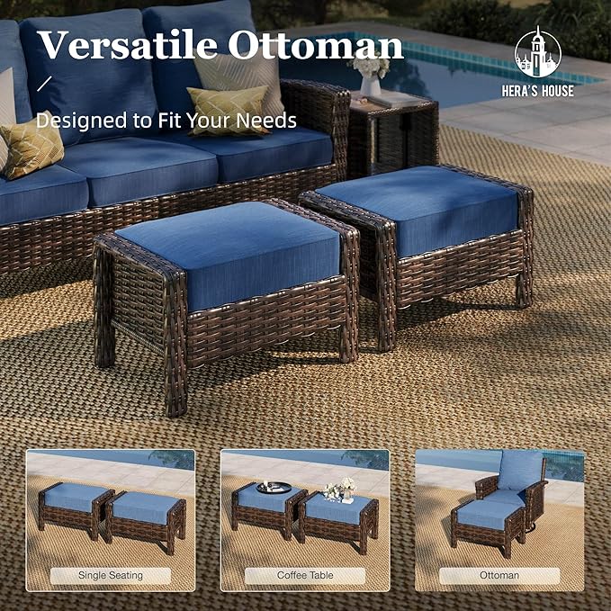 HERA'S HOUSE Wicker Patio Furniture Set, High Back Swivel Chairs - Image 7