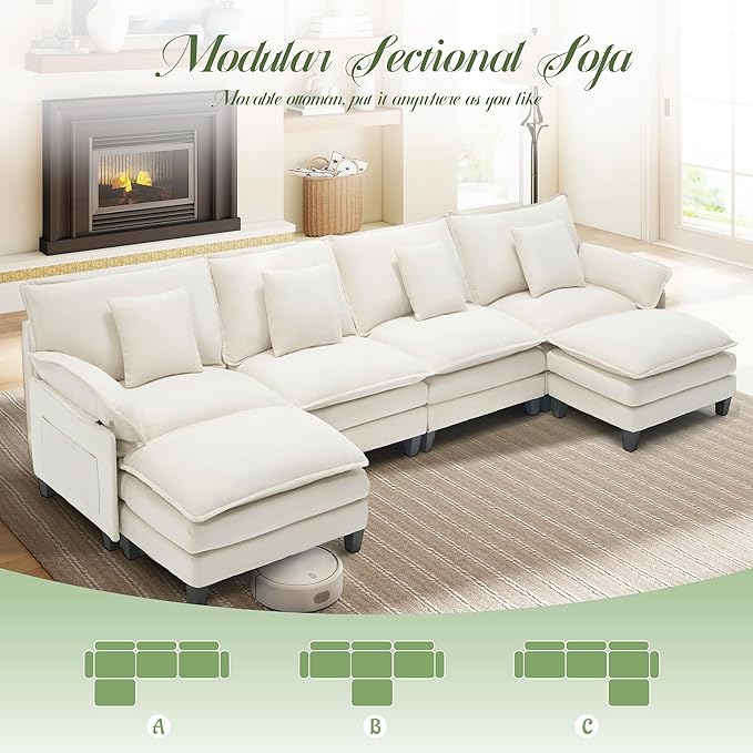 140" Cloud Couch, Modular Sectional Sofa - Image 6