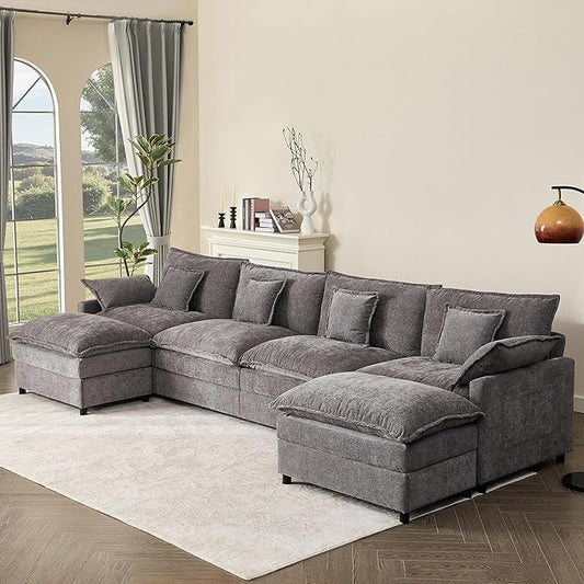 GOSUHI 142.5" U Shaped Couch, Modular Sectional Sofa, 3-Seater Comfy Cloud Couch by GOSUHI