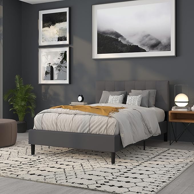 Flash Furniture Bedford Tufted Upholstered Full Size Headboard in Dark Gray - Image 4
