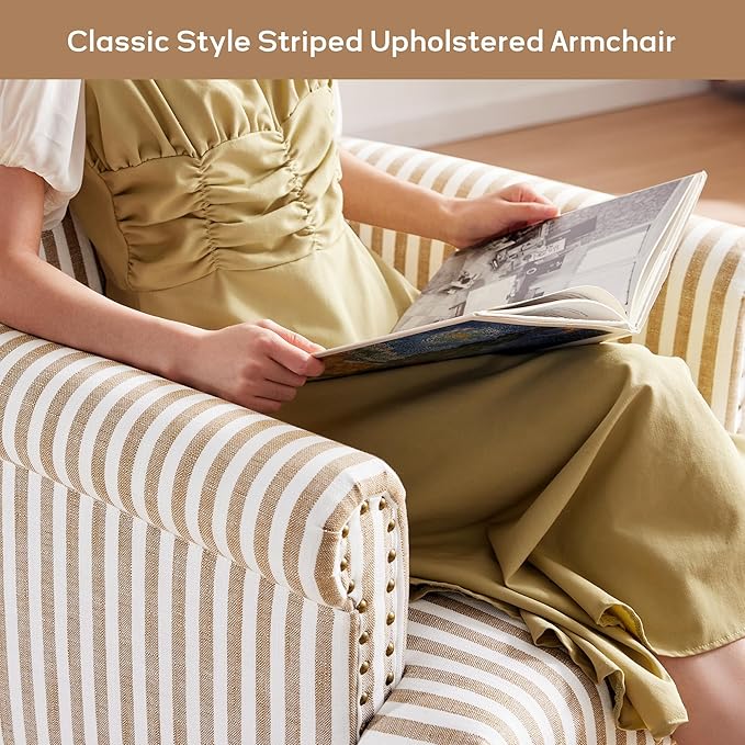 HUIMO Linen Fabric Accent Chairs Set of 2, Mid-Century Modern Armchair - Image 8