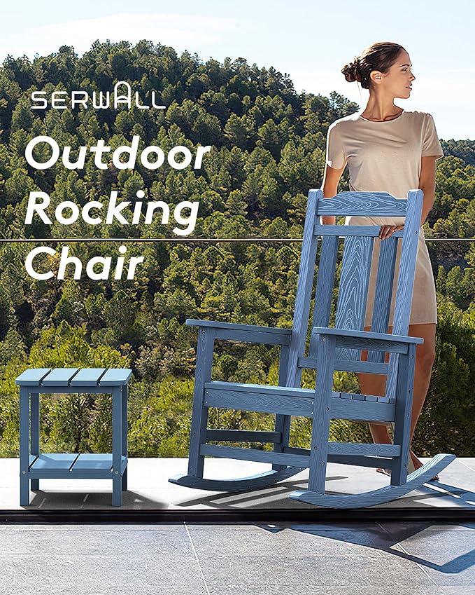 SERWALL Oversized Outdoor Rocking Chair Set of 2, All Weather Patio Rocking - Image 7
