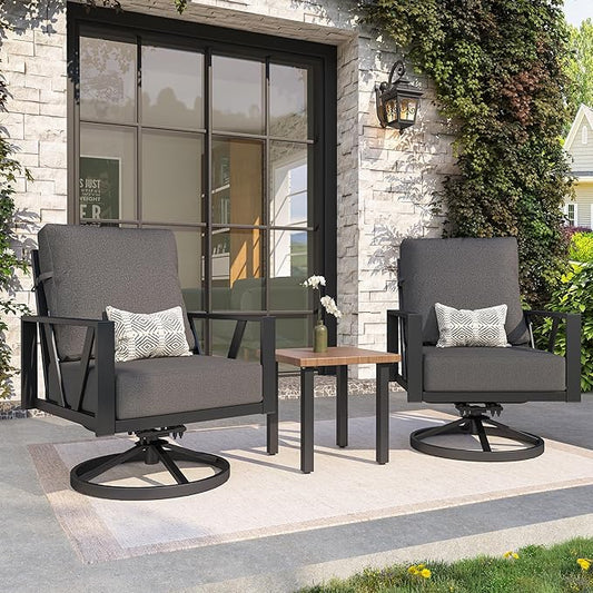 Outdoor Patio Swivel Rocking Chairs Set, Patio Porch Furniture by COMLAXFIELD