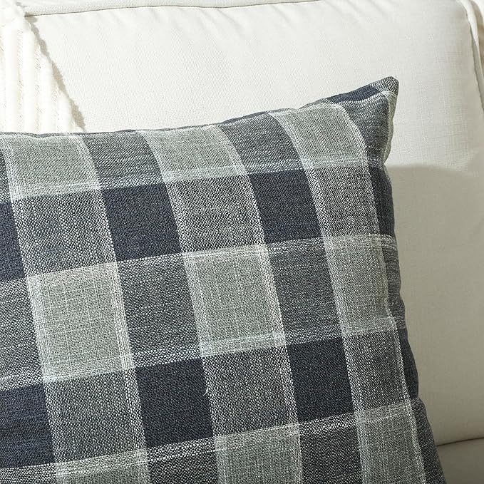 Stellhome Pack of 2 Linen Buffalo Check Throw Pillow Covers, Farmhouse Plaid - Image 4