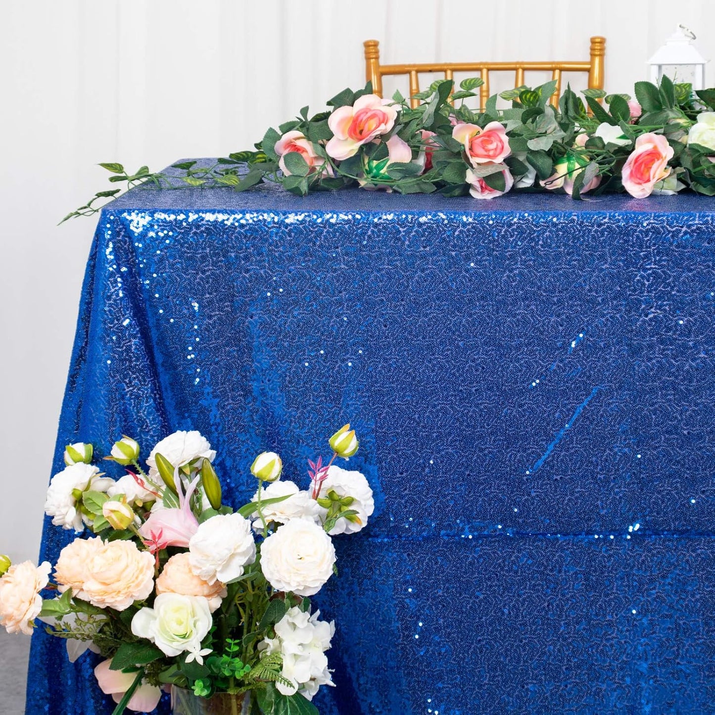 ShinyBeauty Royal Blue Table Cloths for Party 2 Packs, 72X72 Inch Sequin Table Cloth Square Shimmer Tablecloth Overlay Blue Tablecloths Rectangular for Wedding, Birthday Tables