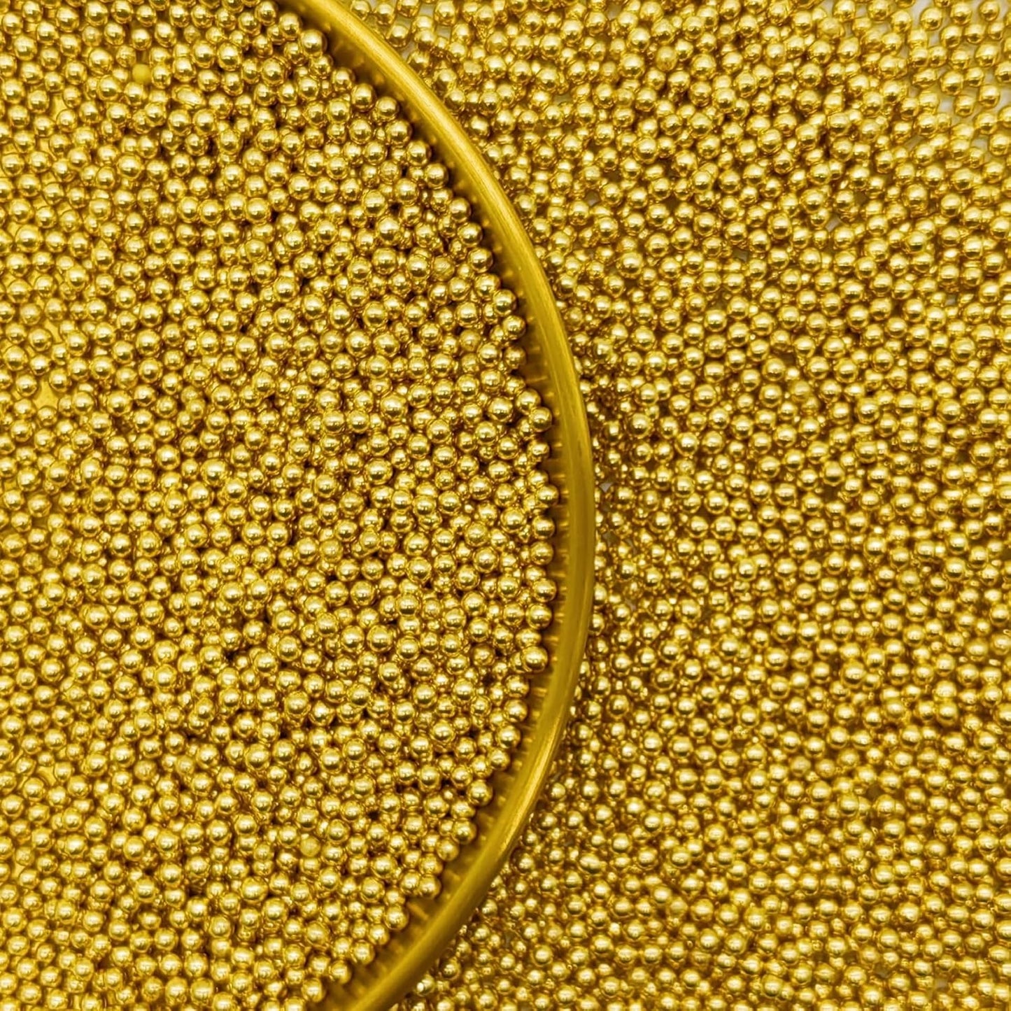 Edible Super Gold Pearl Sugar Sprinkles Candy 2mm Mini Pearls Cake Decorations Cupcake Toppers Cookie Decorating Perfect for Wedding Party Valentine Halloween Christmas Supplies 3OZ