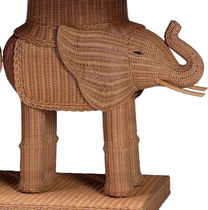 Bali & pari Elissa Bohemian Honey Rattan Elephant Console Table - Image 6