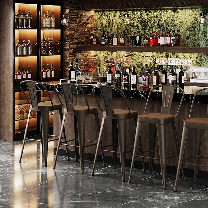 Andeworld Metal Bar Stools Set of 4, 30 inch Bar Height Barstools - Image 6