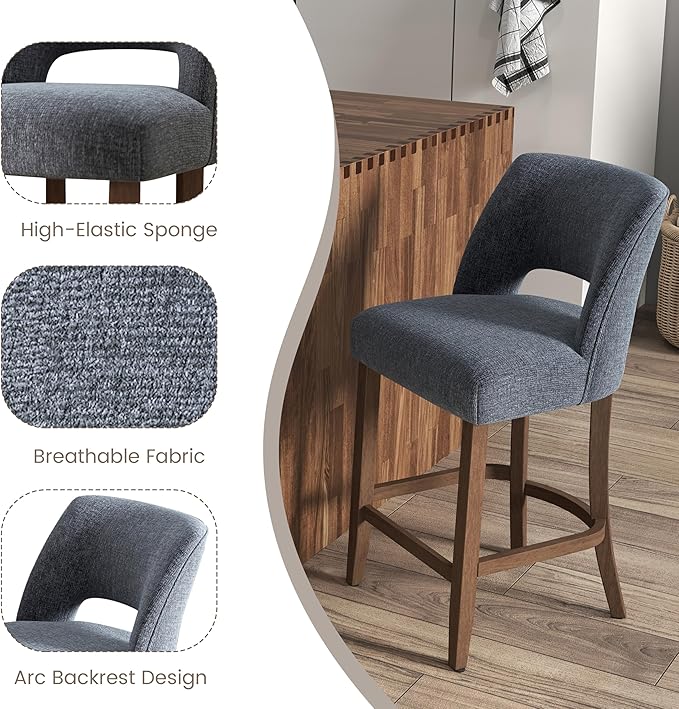 VKNOW Bar Stools Set of 6, Modern Counter Stools - Image 8