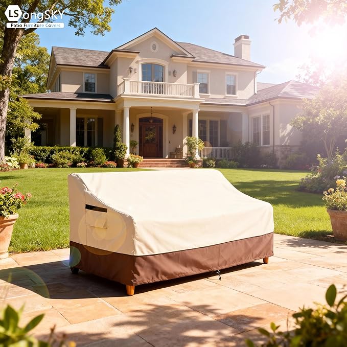 Patio 3-Seater Sofa Cover, Outdoor Couch Cover Fits up to 76W x 32.5D x 33H - Image 6