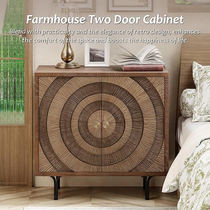 Aoikax Farmhouse 2-Door Storage Cabinet, Accent Wooden Storage Cabinet - Image 3