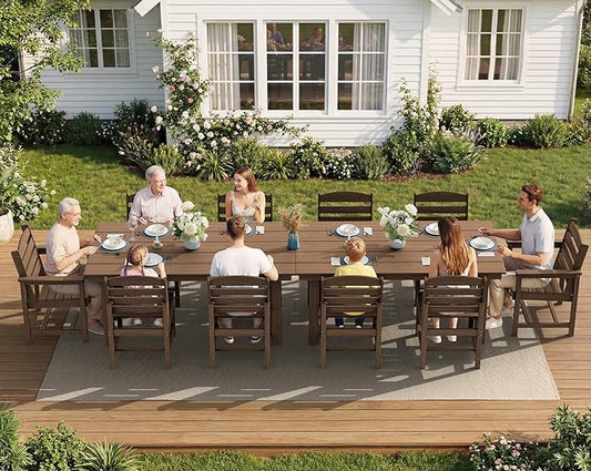 SERWALL Patio Dining Sets for 10 Person, HDPE Dining Set by SERWALL