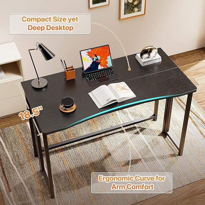 Huuger Folding Desk with Storage Shelf, 39.3 Inch Foldable Computer Table - Image 5