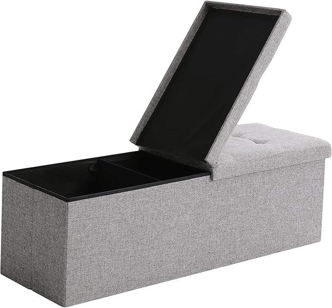 45.3 Inches Foldable Seat Footrest Shoe Bench End of Bed Storage - Image 9