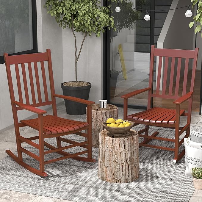 Outsunny Outdoor Rocking Chair Set of 2, Patio Rocking Chair - Image 2