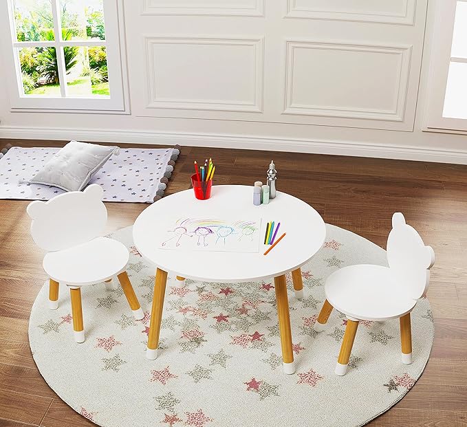 UTEX Kids Wood Table and Chair Set, Kids Play Table by UTEX